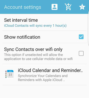 set account for sync cloud contacts on android app