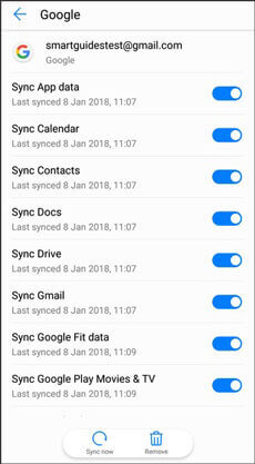 sync data from huawei to google drive