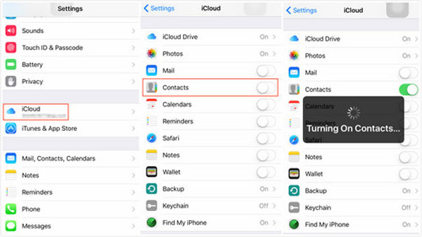 synchroniser les contacts iPhone avec iCloud