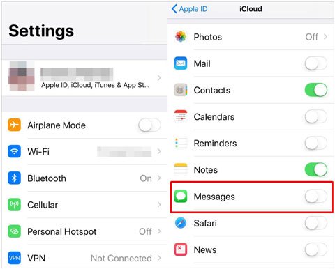 sync messages to a new iphone via icloud