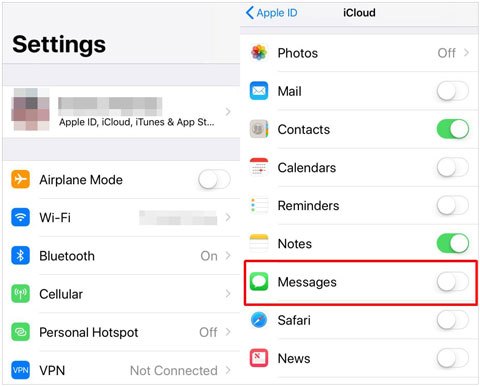 disable messages syncing to stop the messages from showing on ipad