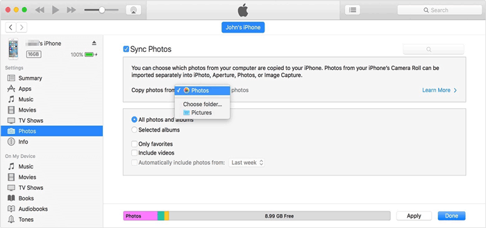 sync photos from computer to iphone