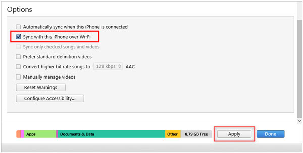 sync two iphones using wifi