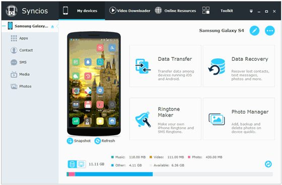 transférer des données avec syncios plutôt que de passer à iOS