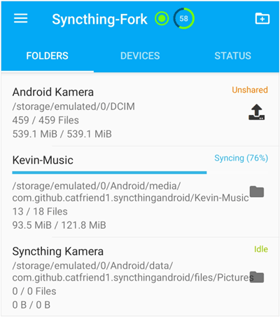 sync android files with pc over wi-fi with syncthing-fork
