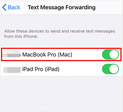 iPhoneからMacへテキストメッセージ転送でメッセージを接続