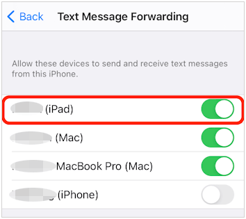 désactiver le transfert de SMS sur iPhone