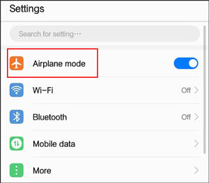 turn on and off aiplane mode on huawei