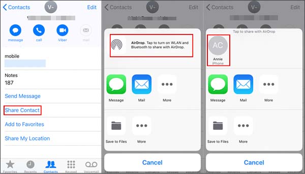 activez Airdrop pour partager des contacts sur iPhone