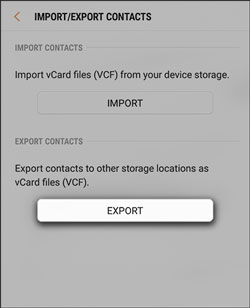 export samsung contacts to sony via sd card