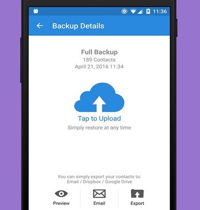 Speichern Sie Kontakte mithilfe der einfachen Backup-App auf der SIM-Karte auf Android