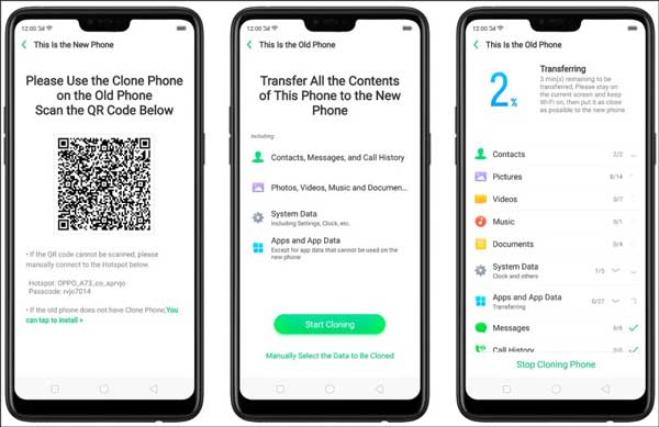 transférer des données de Samsung vers Oppo avec le clone de téléphone Oppo
