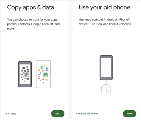 copy data from one pixel phone to another via data transfer tool