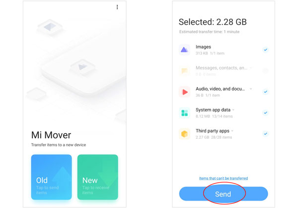 copy data between mi phones via mi mover