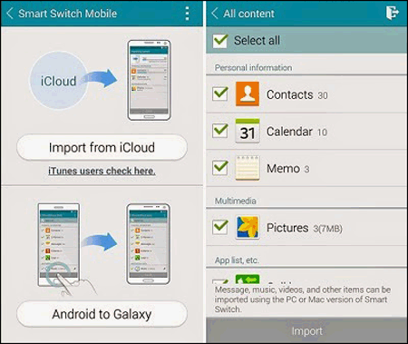 transférer des photos d'icloud vers Samsung via un commutateur intelligent