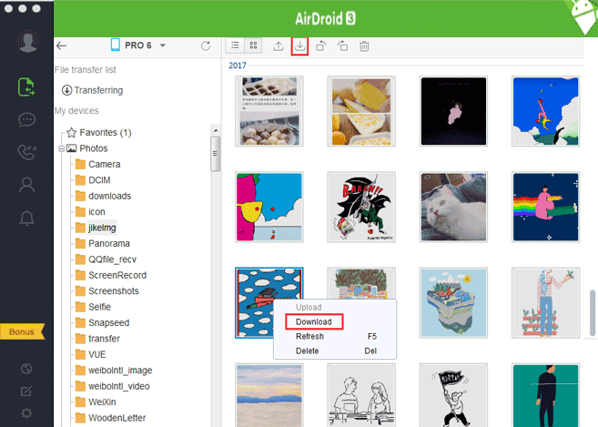 copier des photos d'Android vers Mac sans fil via Airdroid