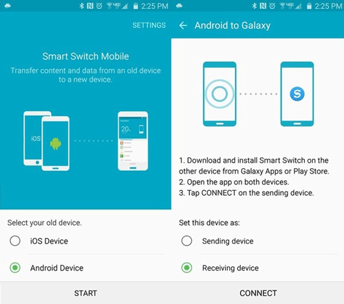 Führen Sie Smart Switch sowohl auf HTC als auch auf Samsung aus