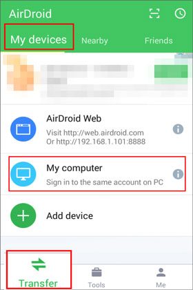 send sd card files to computer via airdroid