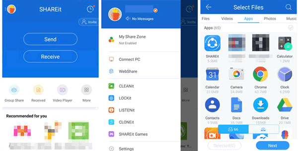 application gratuite pour transférer des données de Samsung vers Samsung avec Shareit