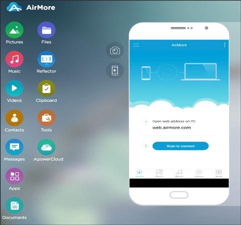 migrate data from laptop to android without a usb cable via airmore