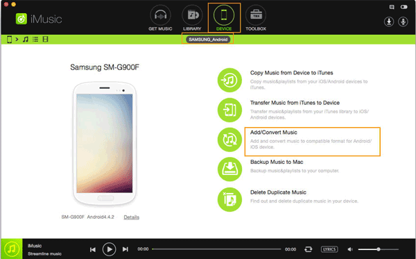 transfer music from mac to android with imusic