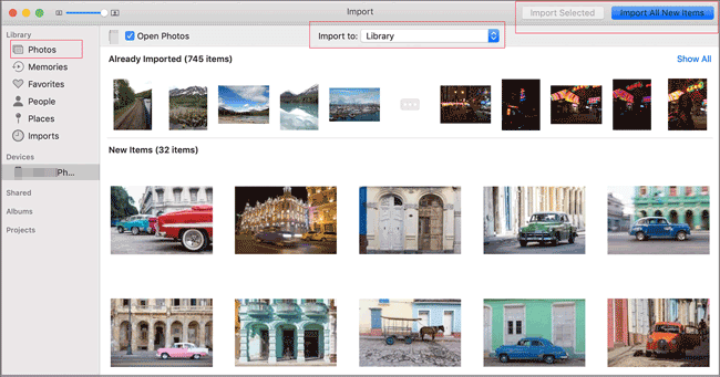 transférer des photos d'Android vers Mac avec capture d'image