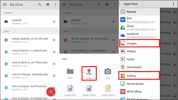 transfer pictures from android phone to laptop with google drive