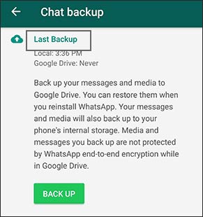 take whatsapp local backup on android phone