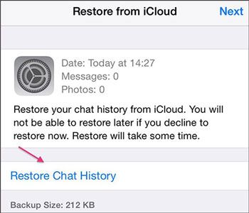 restore whatsapp chats to the new iphone via icloud
