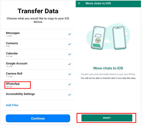 transfer whatsapp chats from android to iphone via move to ios