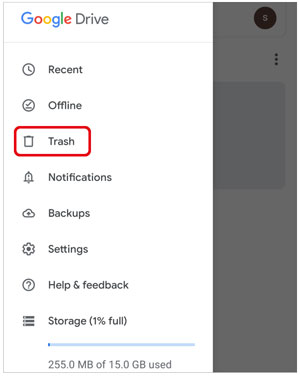 restore deleted songs on samsung from the trash folder of google drive