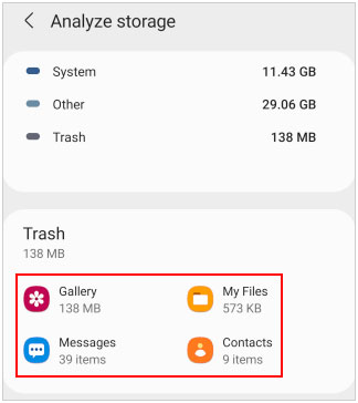 free up space on samsung by emptying trash