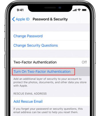 enable two factor authentication on mobile phone to stop spyware
