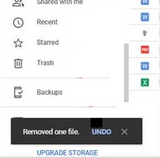 restore photos from gmail account via undo feature