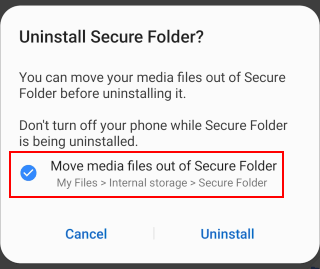 Deinstallieren Sie den sicheren Ordner über die Einstellungen auf Samsung