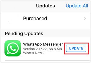 whatsappからドキュメントをダウンロードできなかった場合はアプリを更新してください