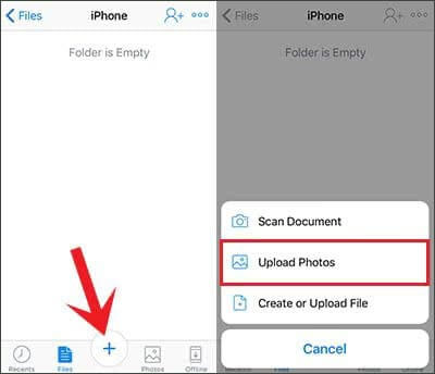 upload pictures from iphone with dropbox