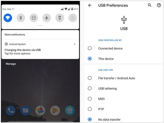 vérifie la configuration USB