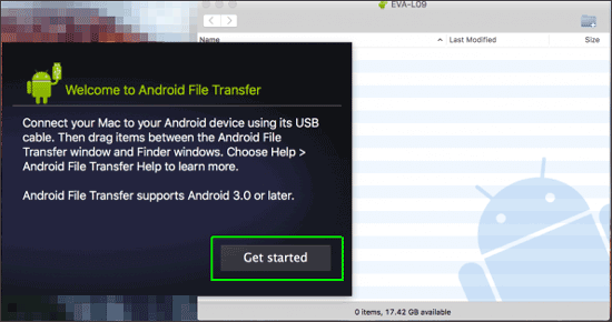 utiliser le transfert de fichiers Android sur Mac