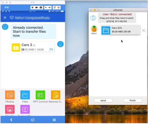 use shareit to send files from mac to android