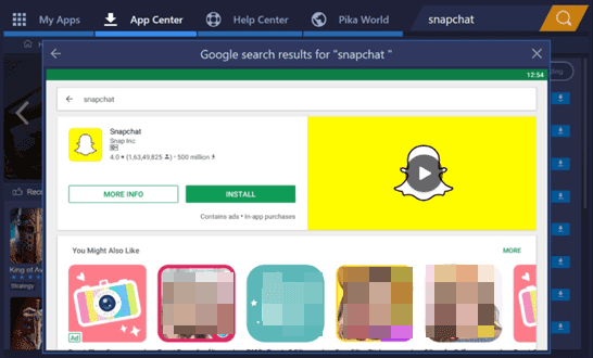 use snapchat on a pc via bluestacks