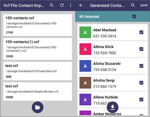 import contacts from vcf to android using vcf file contact import app