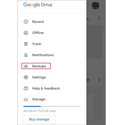 check if there is the backup file on google drive