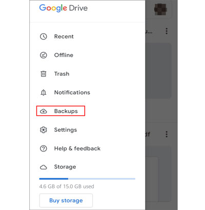 remove whatsapp backup files from google drive on android device