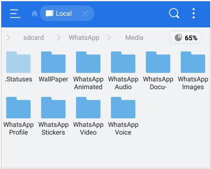 stocker WhatsApp sur la carte SD à l'aide de l'explorateur de fichiers ES