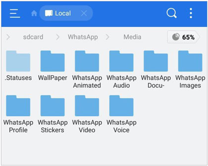 store whatsapp on sd card using es file explorer