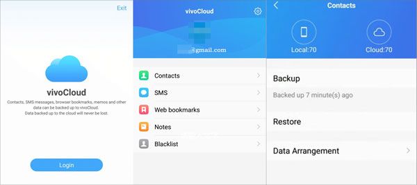 copy vivo data to another vivo device via vivo cloud