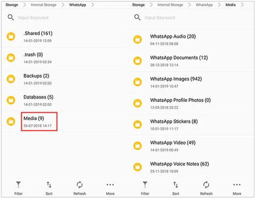 comment enregistrer les fichier whatsapp sur carte sd