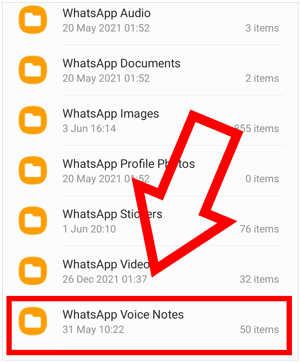 find whatsapp voice data on android