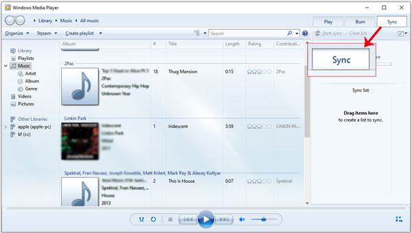sync music between pc and android with windows media player